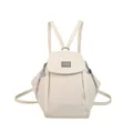 Creamy PU leather fashion backpack for women with magnetic flap and metal hardware - White