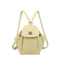 Versatile light yellow multi-pocket backpack in synthetic leather with metal logo - Yellow