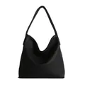 Bolso hobo minimalista negro de gran capacidad en cuero con textura de litchi - 43*12*38 / Negro