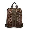 Sac à dos tendance en nylon léopard marron avec bretelles réglables et zips métal - Léopard Brun