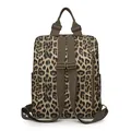 Sac à dos femme imprimé léopard en nylon avec bretelles réglables et poches latérales - Léopard Jaune