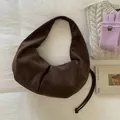 Bolso hobo de gamuza marrón oscuro con cordón ajustable para estilos de otoño e invierno - Marrón