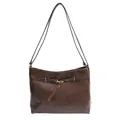 Vintage dark brown faux leather tote bag with gold buckle and adjustable strap - Brown PU Leather