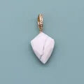 Geometric faceted white marble stone pendant with an ornate golden metallic bail - Howlite