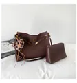Bolso de hombro marrón mate con estuche a juego y colgante de corazón de leopardo - Con Colgante / Marrón