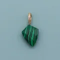 Malachite stone shield pendant with rose gold beaded bail and faceted geometric texture - Malachite