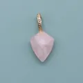 Faceted shield rose quartz pendant with a decorative golden bail for jewelry making - Rose Quartz