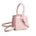 Pink glossy patent leather square box bag with MauDai Bear embossed logo and strap - Pink