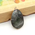 Pendentif goutte en pierre naturelle avec bordure dorée pour la création de bijoux DIY - Labradorite