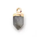 Gefacetteerde paarse natuursteen hanger zeshoekige kolom met gouden kap voor sieraden - Flitssteen (Labradoriet)