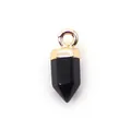 Gepolijste zwarte hexagonale edelsteen hanger met gouden oog voor DIY-sieraden maken - Zwarte agaat