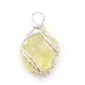 Ciondolo fatto a mano in filo d'argento con pietra di cristallo giallo naturale - Citrino