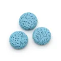 Macro view of three light blue lava stone flat beads with porous texture for DIY jewelry - 12mm (Approx 29g) / No.3 (Light Blue)