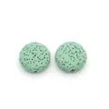 Close-up of two light green porous lava stone beads for DIY jewelry making - 12mm (Approx 29g) / No.5 (Pale Green)