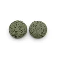 Macro detail of porous green lava stone beads for aromatherapy DIY jewelry making - 12mm (Approx 29g) / No.6 (Dark Olive Green)