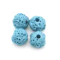 Macro view of four light blue porous volcanic stone beads for DIY jewelry making - No. 3 (Blue)