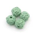 Detailed view of light green porous lava stone beads for DIY jewelry making - No.11 (Light Green)
