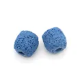 Perles cylindriques en pierre de lave bleue avec texture poreuse pour bijoux DIY - Bleu