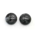 Cabochon rotondi in pietra naturale nera lucida con trame minerali per creazione di gioielli - Larvikite