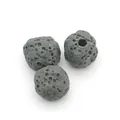 Three natural dark grey lava stones with porous texture for DIY jewelry making - No. 4 (Deep Gray)