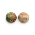 Cabochon rotondi in pietra naturale Unakite lucida per la creazione di gioielli fai-da-te - Unakite