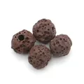 Set of four brown natural lava stone beads with porous texture for DIY jewelry making - No.5 (Brown)