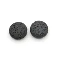 Flat round black volcanic lava stone beads with porous texture for DIY jewelry making - 12mm (Approx 29g) / No.10 (Black)