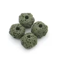 Olive green volcanic lava stone beads with natural porous texture for DIY jewelry crafts - No.6 (Olive Green)