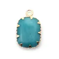 Rechthoekige facetgeslepen turkoois hanger met vergulde rand voor sieraden maken - Blauwe Chalcedoon
