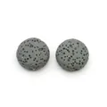 Flat round grey natural lava stone beads with porous texture for aromatherapy DIY jewelry - 12mm (Approx 29g) / No.11 Dark Grey
