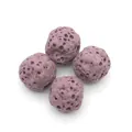 Stack of four purple volcanic lava stone beads with porous texture for DIY jewelry - No.7 Purple