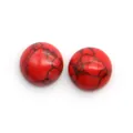 Due cabochon tondi rossi con motivi a ragnatela nera per la creazione di gioielli - 12mm / Diaspro a Rete Rossa