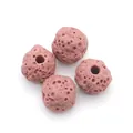 Dark pink volcanic lava rock round beads with porous texture for DIY jewelry making - No.8 (Dark Pink)