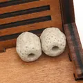 Natural light gray cylindrical volcanic stone beads with porous texture for DIY jewelry - Off White