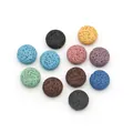 Colorful flat round lava stone beads with porous texture for DIY jewelry making - 12mm (Approx 29g) / Multicolor
