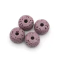 Flat purple lava stone beads with porous texture for DIY jewelry making accessories - Style 7 (Purple)
