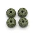 Olive green volcanic stone beads in abacus shape with natural porous texture for DIY - Style 8 (Olive Green)