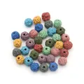 Multi-colored porous lava rock beads for DIY jewelry with pre-drilled holes for threading - Multicolor