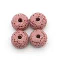 Pink volcanic lava stone flat disc beads with porous texture for DIY jewelry making - Style 11 (Dusty Pink)