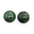 Cabochon rotondi in rubino zoisite naturale lucido con motivi verdi e neri naturali - Rubino Zoisite