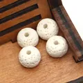 White porous natural volcanic stone beads in a round shape for DIY jewelry making - Style 12 (White)