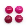 Set di quattro cabochon tondi in agata fucsia per materiale creazione gioielli - Calcedonio Rosa Rosso