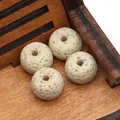 Off-white porous lava stone disc beads for DIY jewelry making on a mini wooden chair - Style 13 (Off-White)