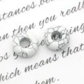 Colgante de piedra howlite blanca para joyas DIY con textura de mármol negro - 10x10mm / Pulsera Howlita Blanca