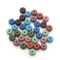Flat colorful lava stone beads with porous texture for DIY jewelry and aromatherapy - Multicolor