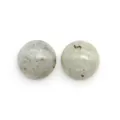 Coppia di cabochon tondi in agata naturale grigio-verde con macchie nere per gioielli - Labradorite