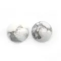 Due cabochon rotondi in pietra howlite bianca con venature grigie per gioielli fai-da-te - Howlite