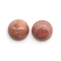 Coppia di cabochon tondi in agata di cristallo rosa lucido per creazione gioielli - Rodonite