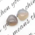Cabochon in agata grigia lucida a forma di cuore per creazione gioielli fai da te - Agata Grigia