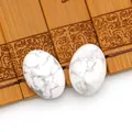 Gepolijste ovale witte howliet steen cabochons met grijze aders voor het maken van sieraden - Howliet